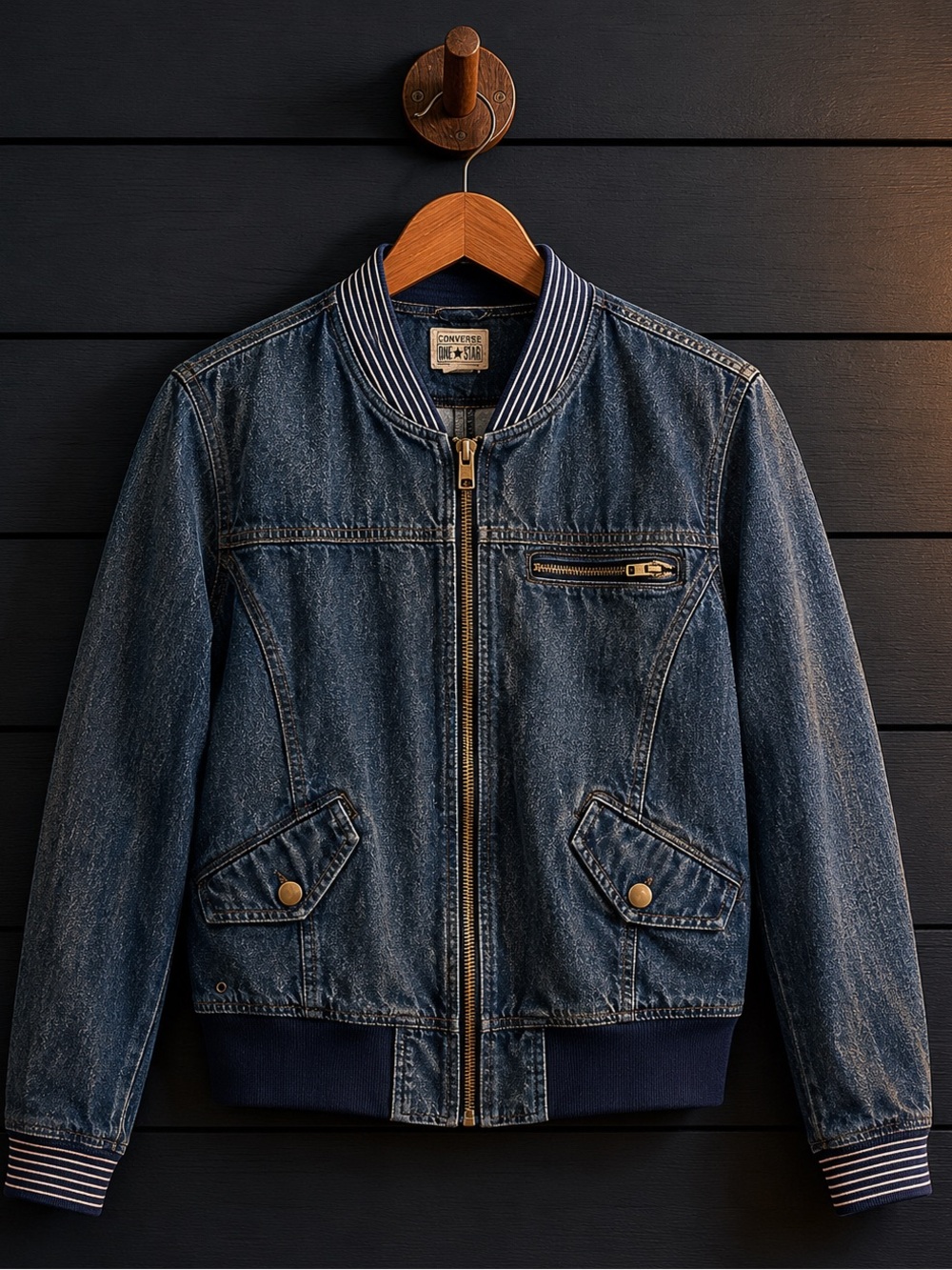 Converse Dark Blue Denim Bomber Jacket